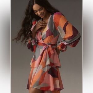Hutch 💗Colorful Abstract Wrap Maxi Dress